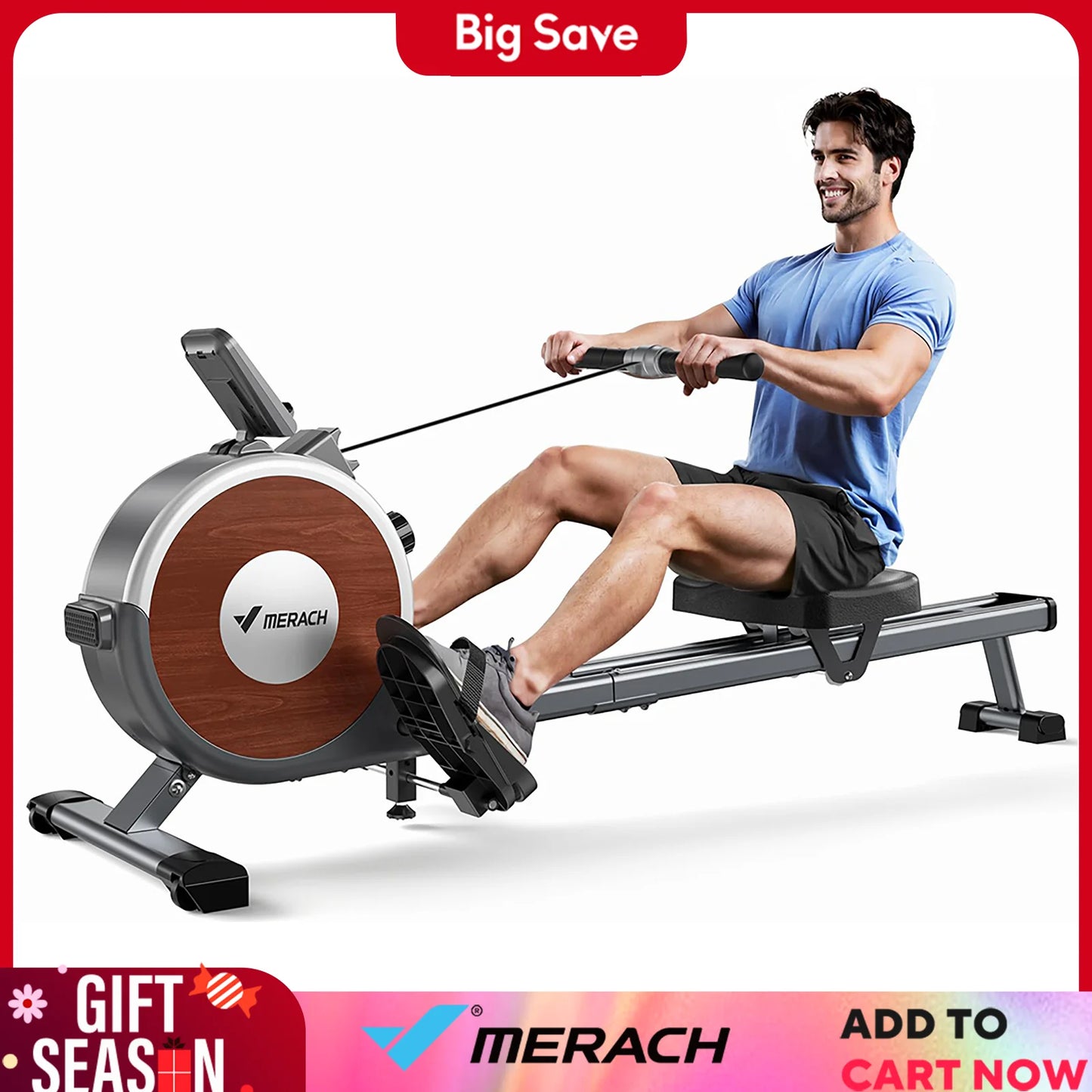 Rowing Machine Magnetic Rower Machine for Home 16 Levels Quiet Resistance Dual Slide Rail Max 350lb Weight Capacity R02