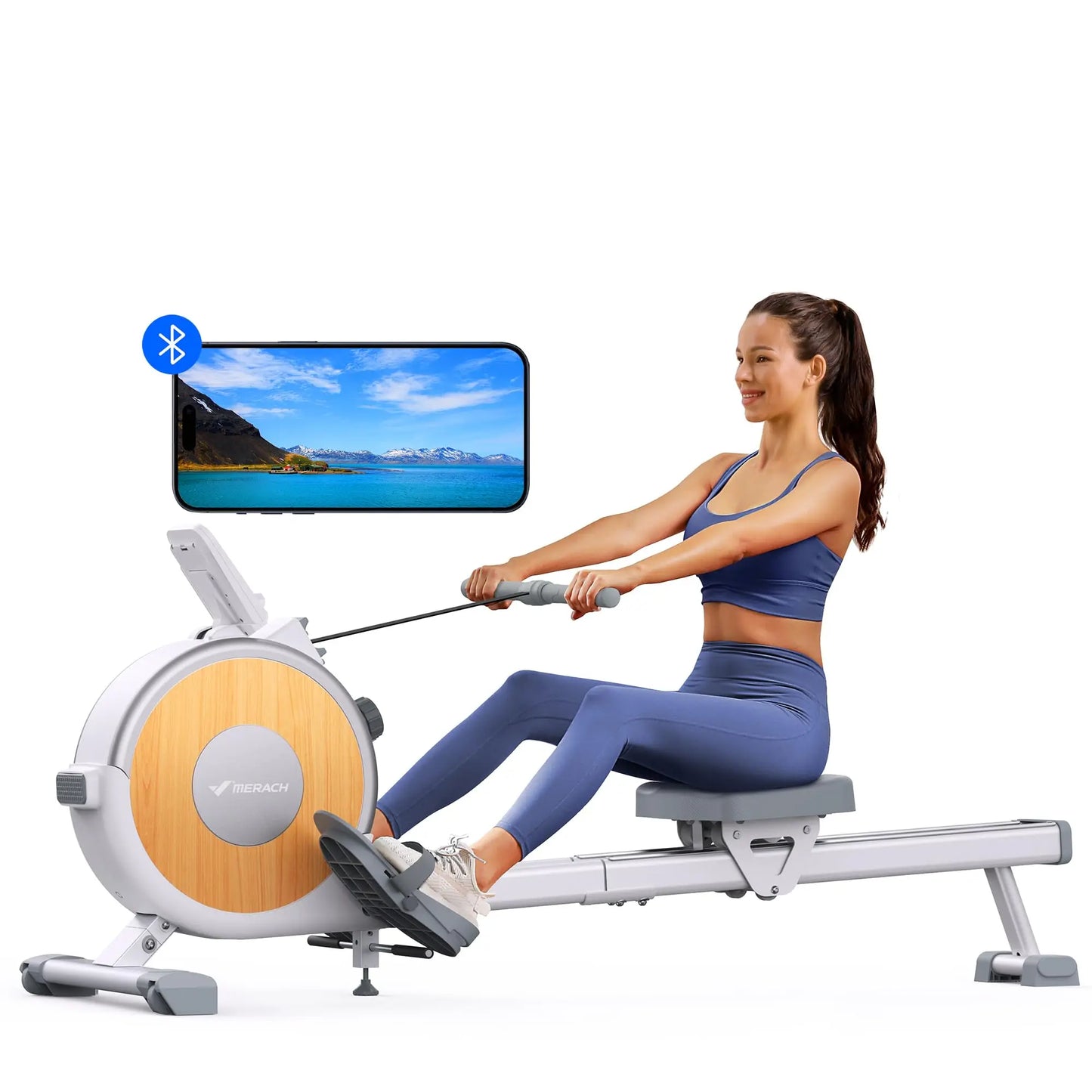 Rowing Machine Magnetic Rower Machine for Home 16 Levels Quiet Resistance Dual Slide Rail Max 350lb Weight Capacity R02
