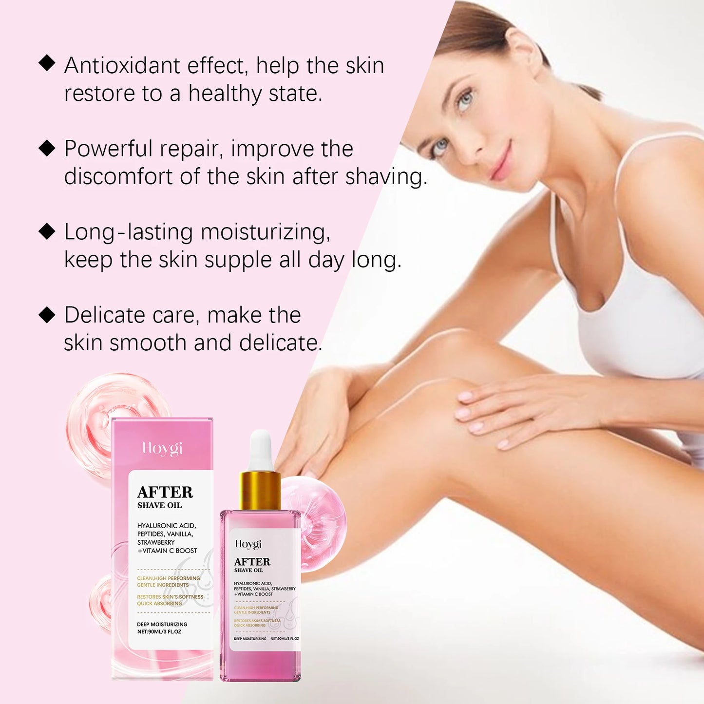 90ml Hair Removal Shaving Repair Essential Oil Relax Smooth Skin Strawberry Flavor Daily Moisturize Soften Shaving Oil