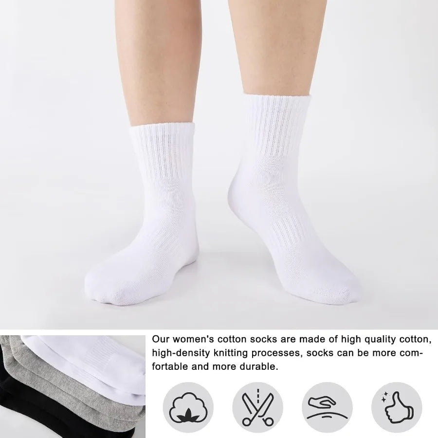 eallco Womens Ankle Socks Thin Cotton Crew Socks Athletic Quarter Above Ankle Gym Mini Crew 5 Pairs for Daily Wear Sports Train