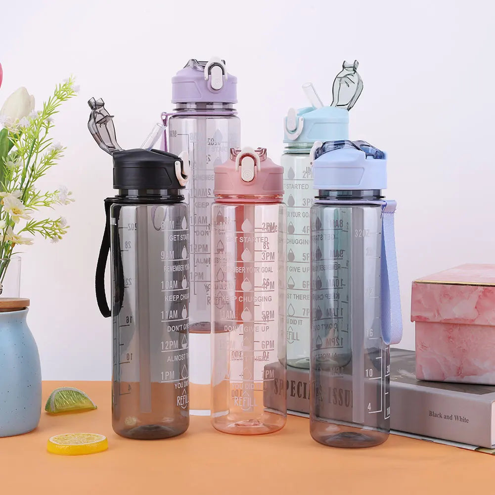 800ml Sports Water Bottle Leakproof Outdoor Travel Bottle Large Capacity Motivational Drinking Bottle for Outdoor Sports