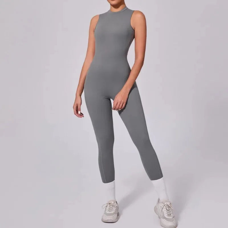 Women's Seamless Yoga Bodysuit - Backless & Removable Padding Booty Suit for Gym Fitness Breathable Design Sports Jumpsuit