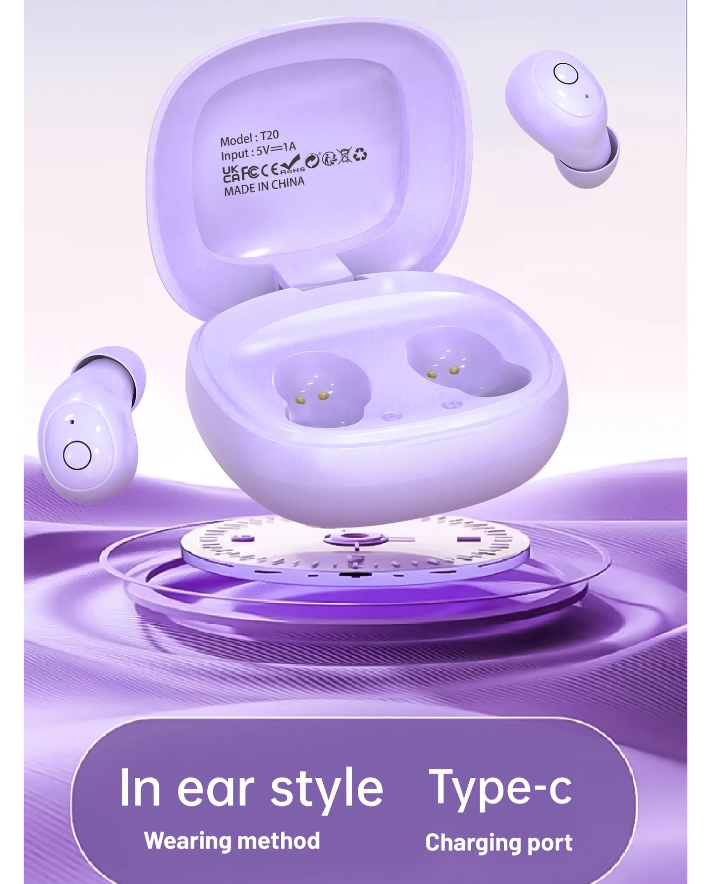 In ear wireless Bluetooth earphones sleep earbuds with long battery life, lossless audio, suitable for fitness