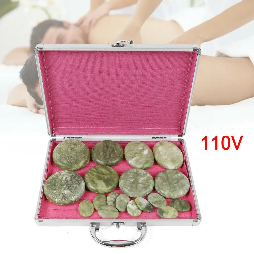 Hot Stones Massage Set 16/20/28Pcs Basalt Hot Stones with Heater Box for Home Salon Professional Relaxing Healing Pain Relief
