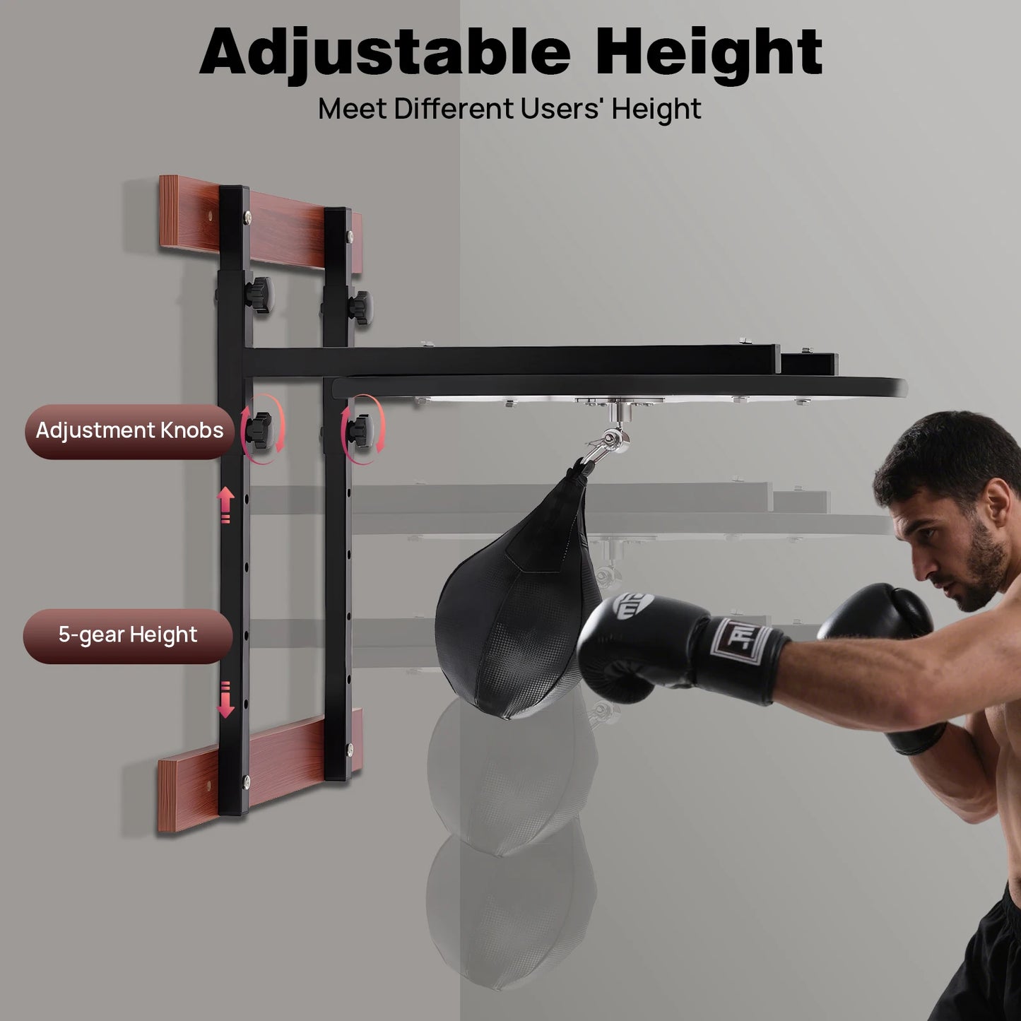 Wall-Mounted Adjustable Speed Bag Platform Kit Swivel Punching Fitness Training
