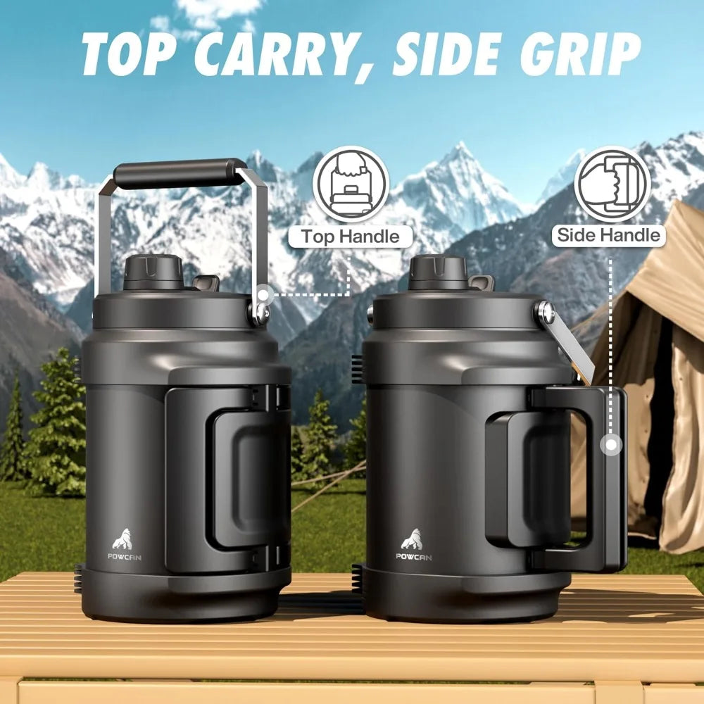 64 oz Insulated Water Bottle for Gym: 2-in-1 Straw Spout Lid, Dual Handle, Leakproof, Keep Cold 36H