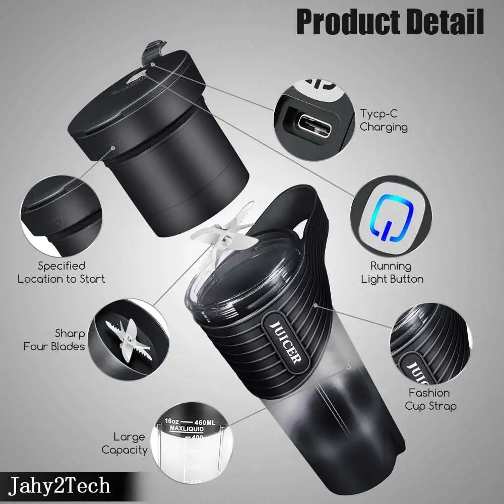 Portable Blender, Blender for Shakes and Smoothies Rechargeable Personal Blender, Mini Blender with Ultra Sharp Four Blades