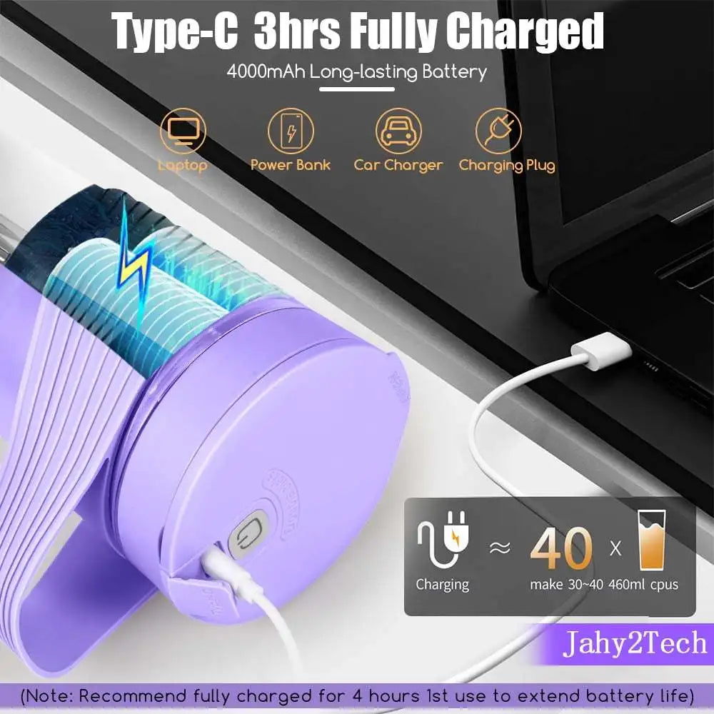 Portable Blender, Blender for Shakes and Smoothies Rechargeable Personal Blender, Mini Blender with Ultra Sharp Four Blades