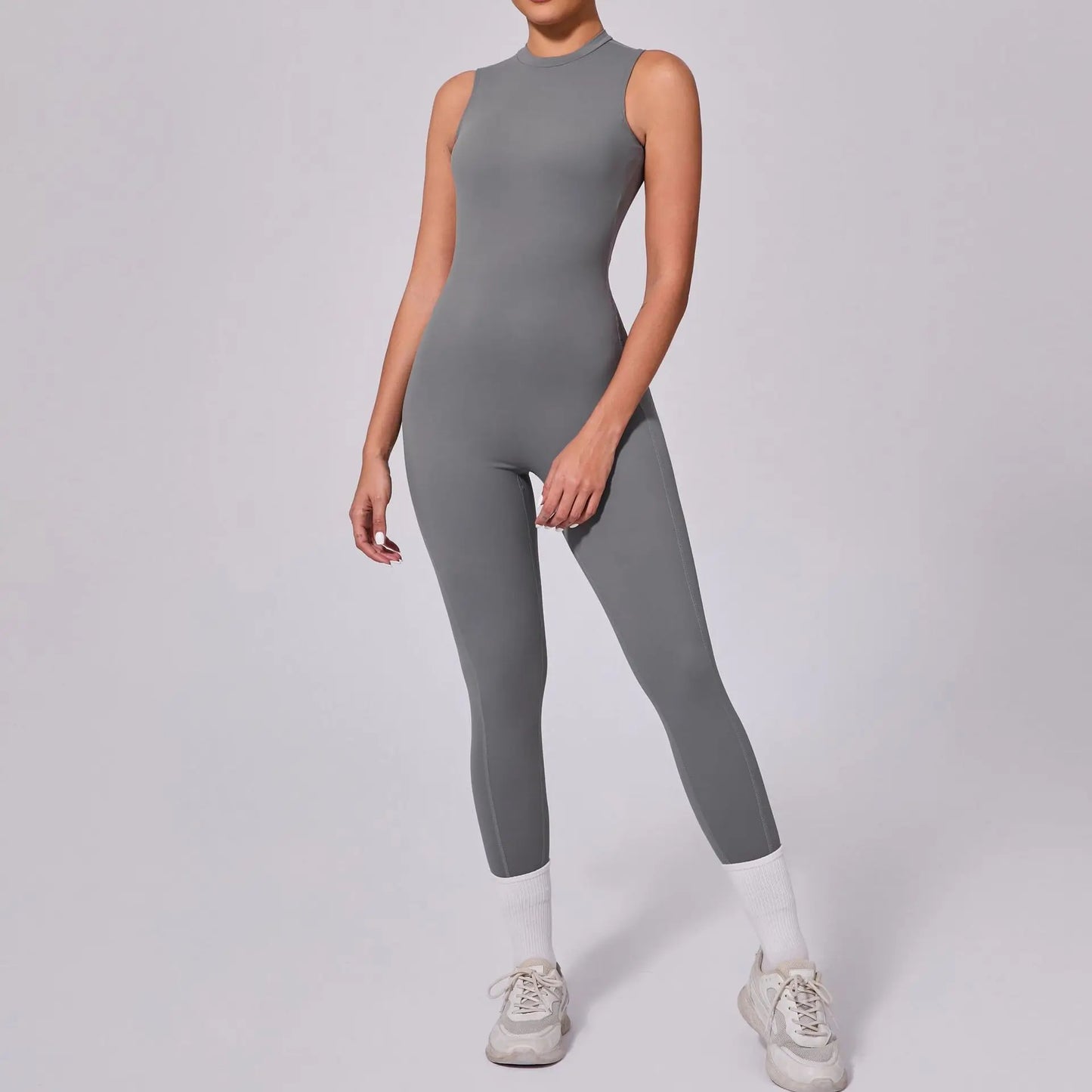 Sexy Hollowed Backless Gym Scrunch Jumpsuit with Cups Women One Piece Sport Outfits Sleeveless Yoga Fitness Bodycon Overalls Red