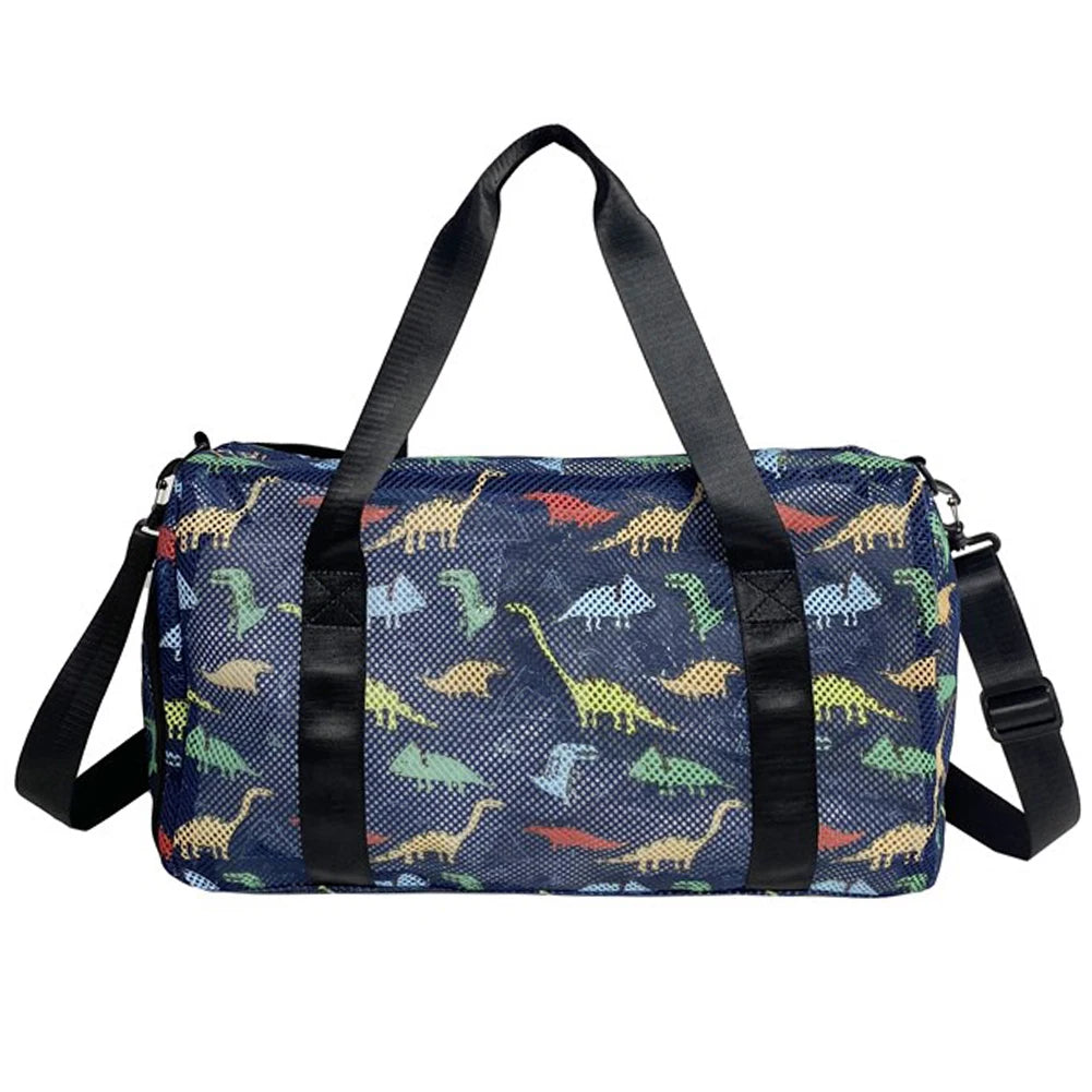 Mesh Travel Duffle Bag Carry On Sport Bag with Shoe Compartment Fitness Messenger Bag Dry Wet Separation for Outdoor Travel