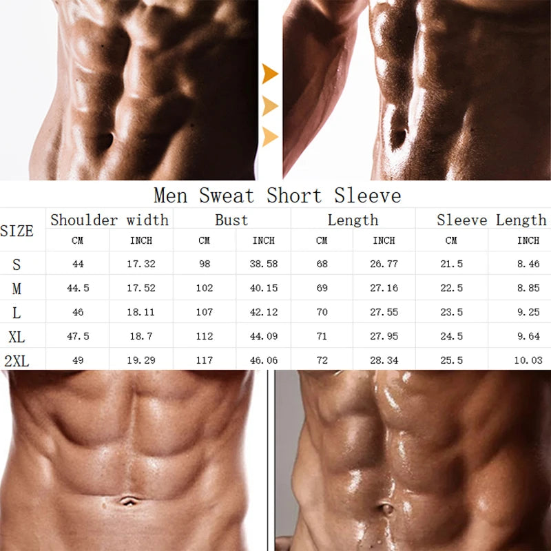 Sauna Shirt for Men Sweat Suit Short Sleeve Compression T-Shirt Weight Loss Body Shaper Shirts for Workout Sports