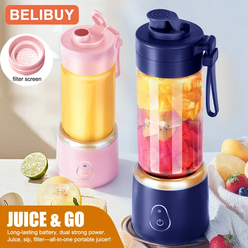 450ML Electric Juicer Cup 2 Cups For Travel Portable Juicer Mixer Usb Charge Fresh Fruit Juice Personal Blender Smoothie