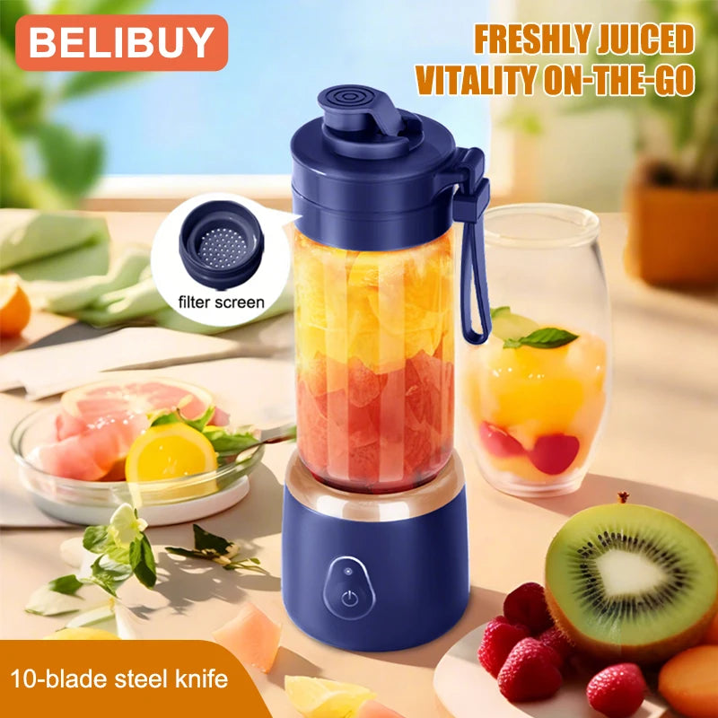 450ML Electric Juicer Cup 2 Cups For Travel Portable Juicer Mixer Usb Charge Fresh Fruit Juice Personal Blender Smoothie