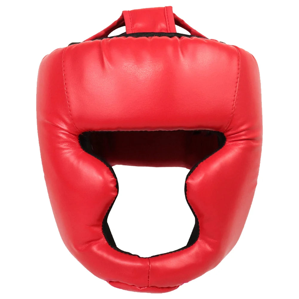 Full-Covered Thickened Boxing Helmet PU Leather Karate Muay Thai Training Head Protector Taekwondo Head Guard for Men Women Kids