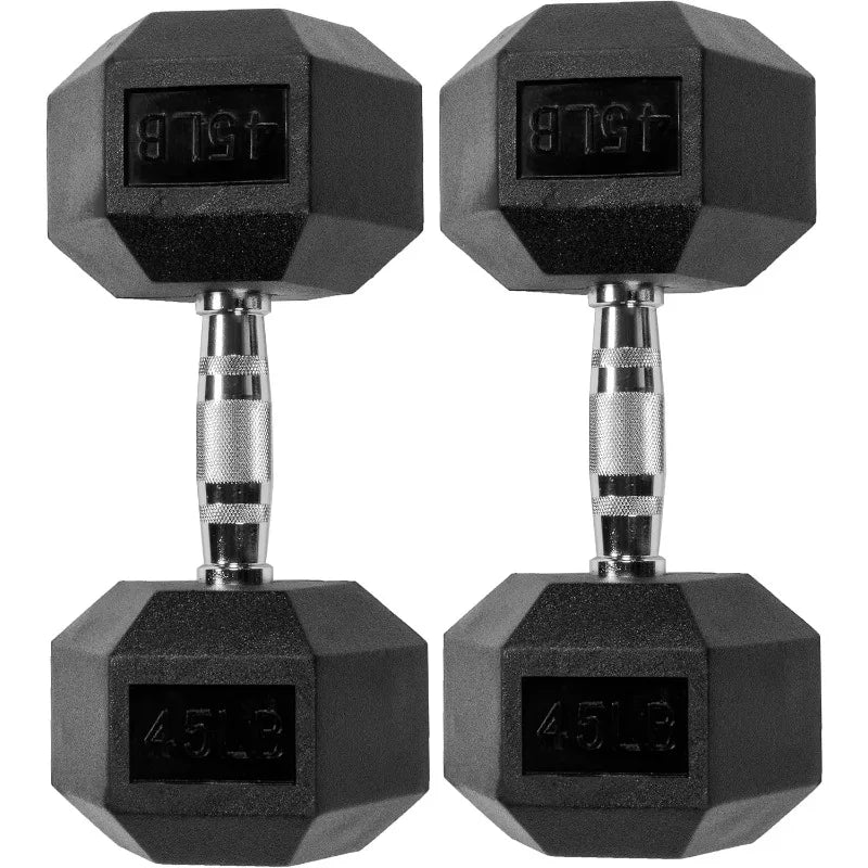 Rubber Encased Hex Dumbbell, Multiple Sizes
