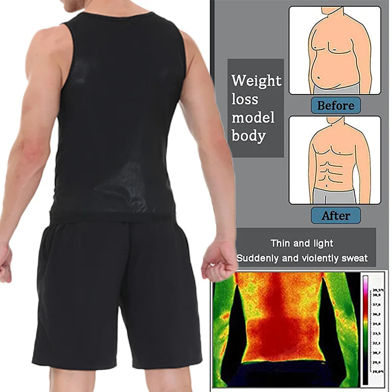 Sauna Shirt for Men Sweat Suit Short Sleeve Compression T-Shirt Weight Loss Body Shaper Shirts for Workout Sports