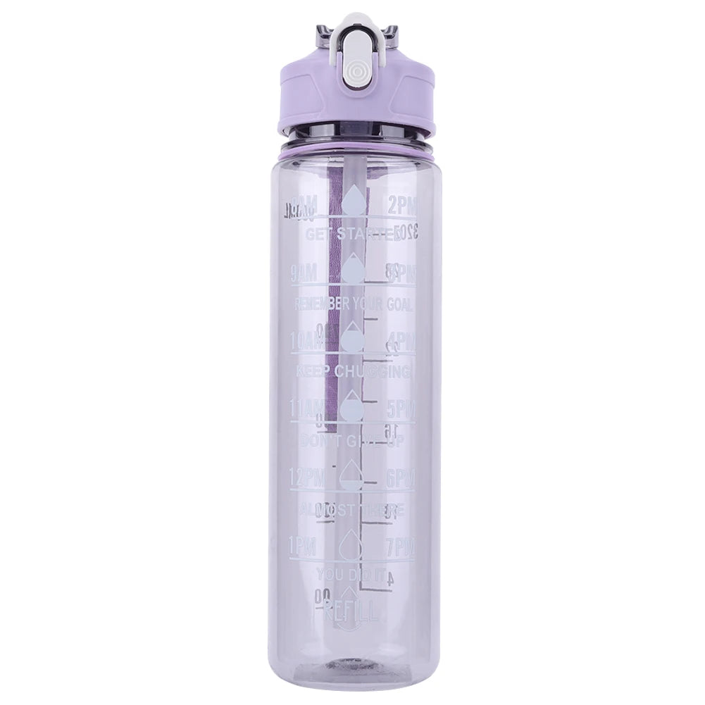 800ml Portable Drinking Cup with Straw & Handle Outdoor Travel Bottle Leakproof Motivational Drinking Bottle for Outdoor Sports