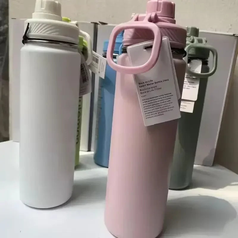 Solid Color Back to Life Sports water bottle 710ml Stainless Steel Pure Titanium Vacuum Portable Leakproof Insulated Water Cup