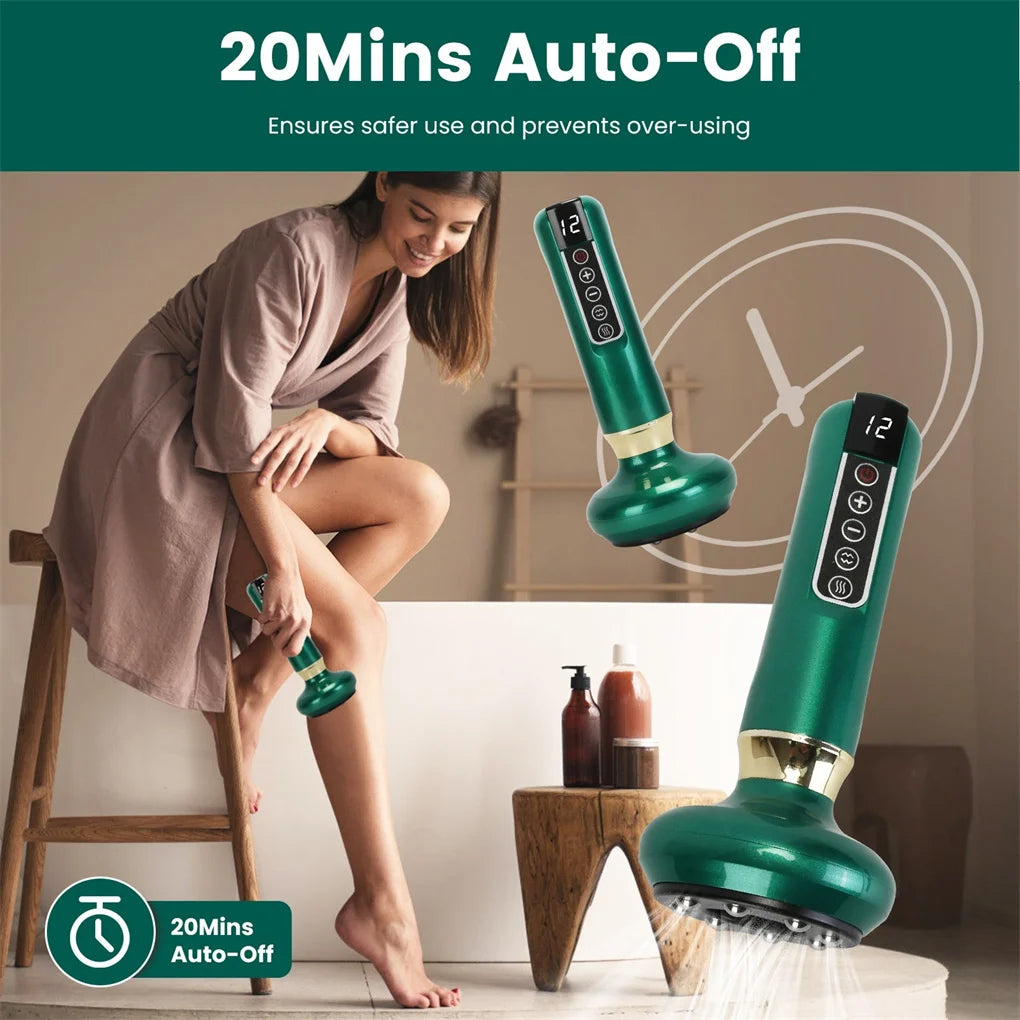 Anti Cellulite Massager with 12-Level Suction & Heating - Steel Rollers for Visible Reduction, Full-Body Versatility - Cordless,