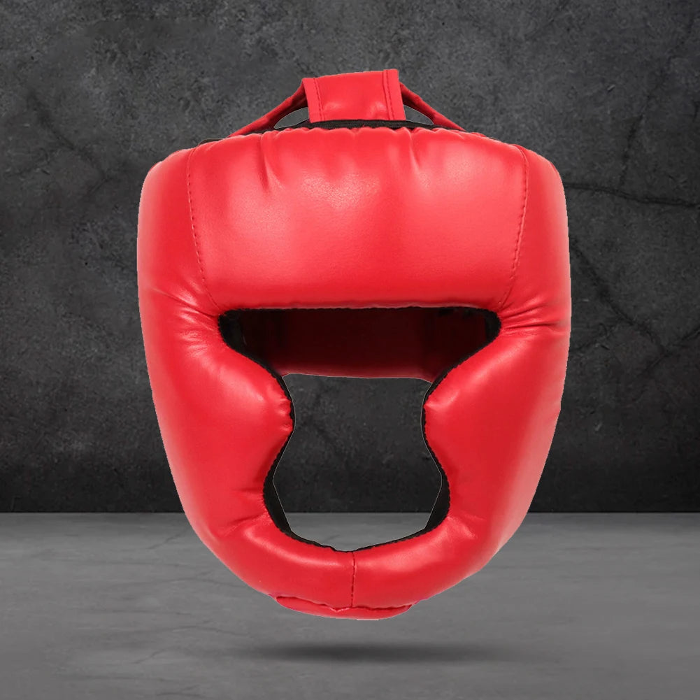 Full-Covered Thickened Boxing Helmet PU Leather Karate Muay Thai Training Head Protector Taekwondo Head Guard for Men Women Kids
