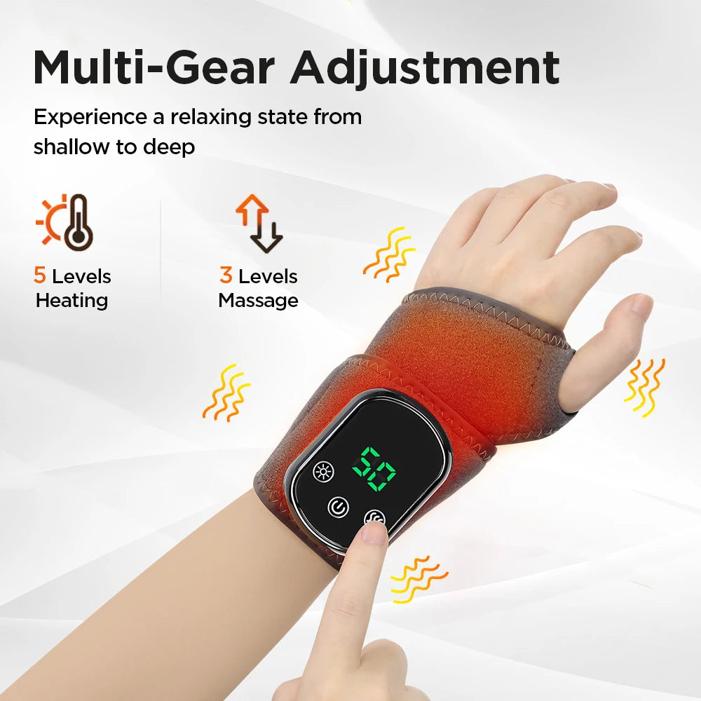 Electric Knee Massager 3 Vibrations 5 Level Hot Compress Shoulder Elbow Massage Support Brace Joint Knee Heating Pad Health Care