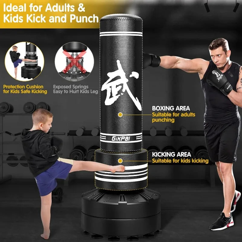 Freestanding Punching Bag with Boxing Gloves, Heavy Boxing Bag with Stand for Adult Kids, Kickboxing Bag