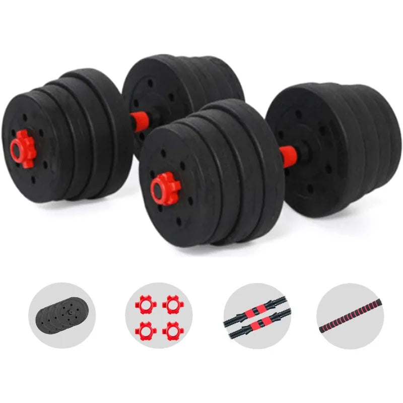 Adjustable Dumbbell Barbell Set (66LB) Weight with Connecting Rod 2 in 1 Home Body Workout Exercise Equipment for Men and Woman