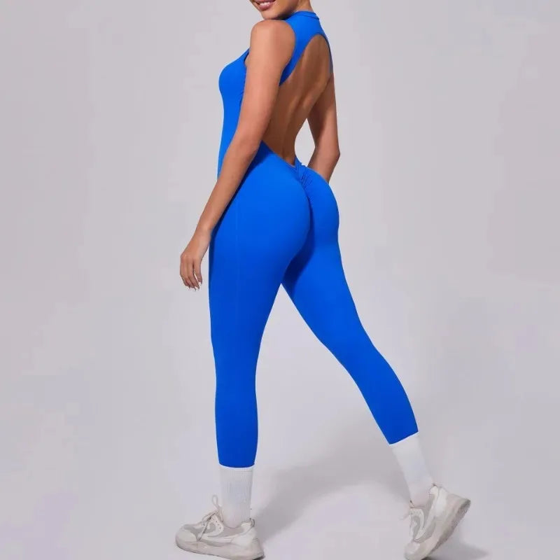 Women's Seamless Yoga Bodysuit - Backless & Removable Padding Booty Suit for Gym Fitness Breathable Design Sports Jumpsuit