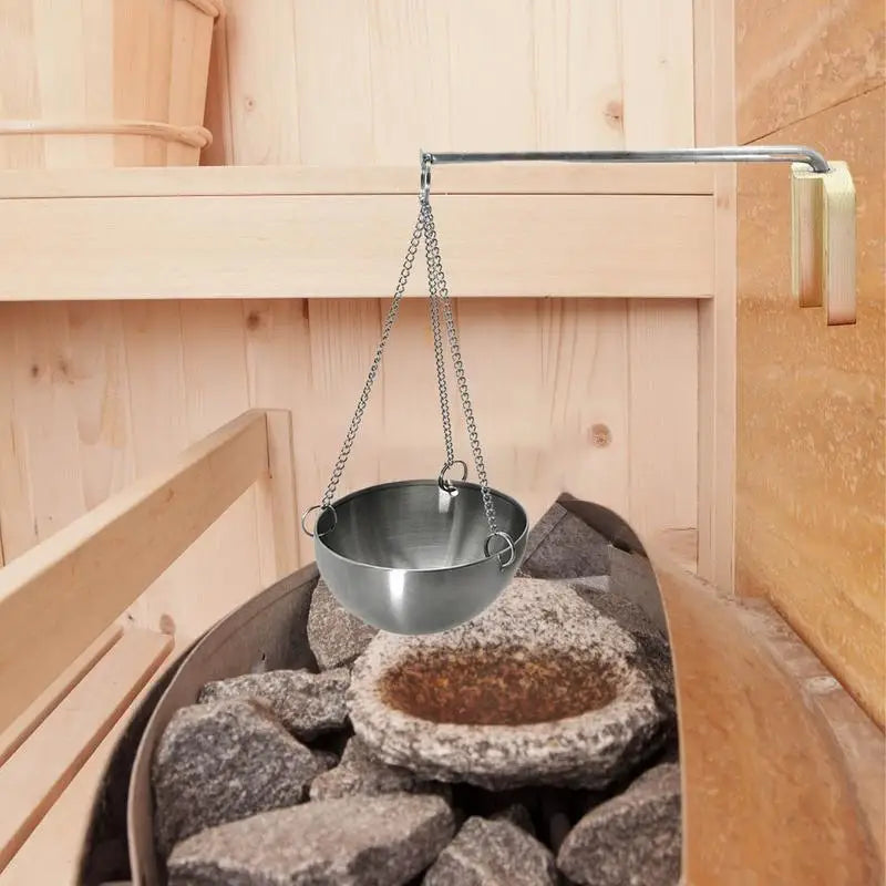 SPA Sauna Aromatherapy Oil Bowl Steam Stainless Steel Sauna Bowl Aroma Cup Essential Oil Heating pot Sauna Room Necessary Access