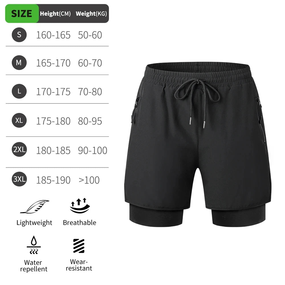 MTB Shorts Summer Men Cycling Shorts 2 in 1 Mountain Bike Padded Shorts Double Layer Downhill Bike Quick Dry Short Pants