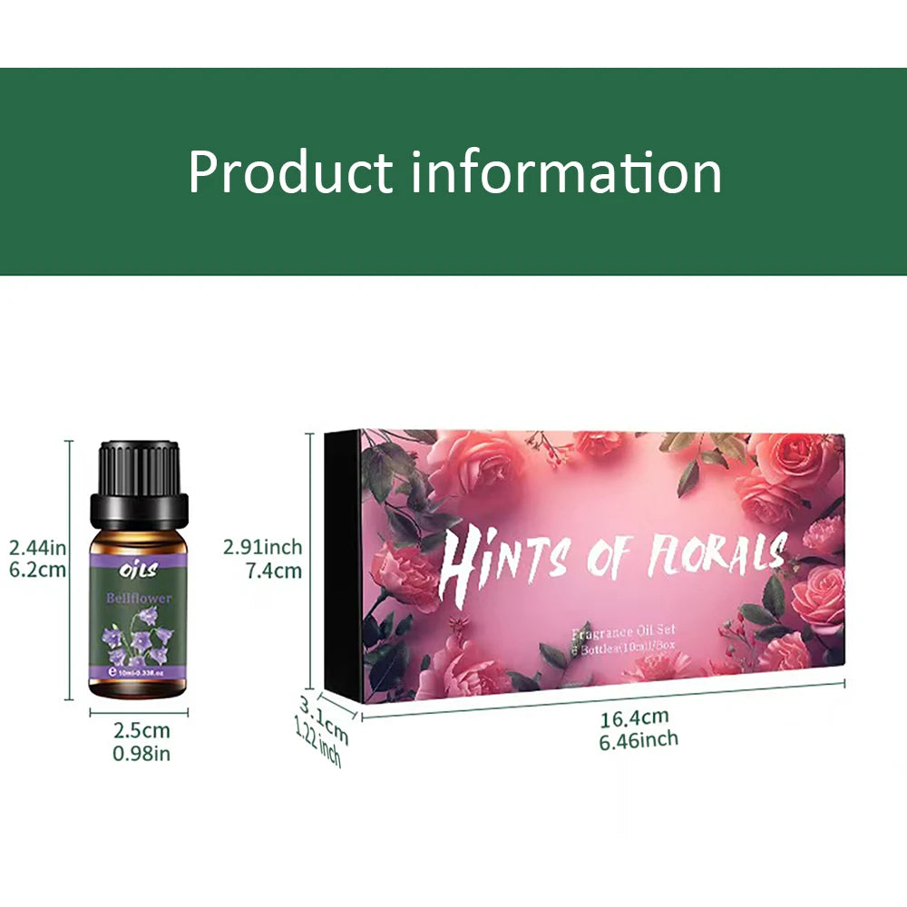 Luxury Essential Oil Collection (6 x 10ml) - Premium Floral Blends Including Gardenias & Freesia | Holiday Gift Box for Women/Me