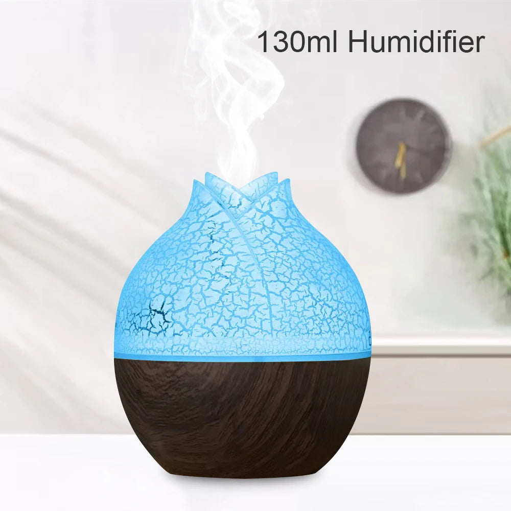 Sleek Modern Humidifier Touch-Activated LED Diffuser, 130ml Compact USB Design for Minimalist Bedrooms or Desks