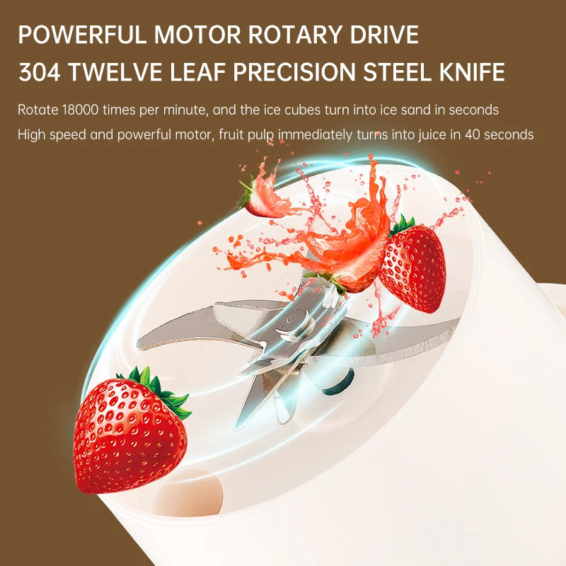 USB rechargeable portable electric juicer, 350ml, 12 blades, detachable, easy to clean, can be used for smoothies, milkshakes
