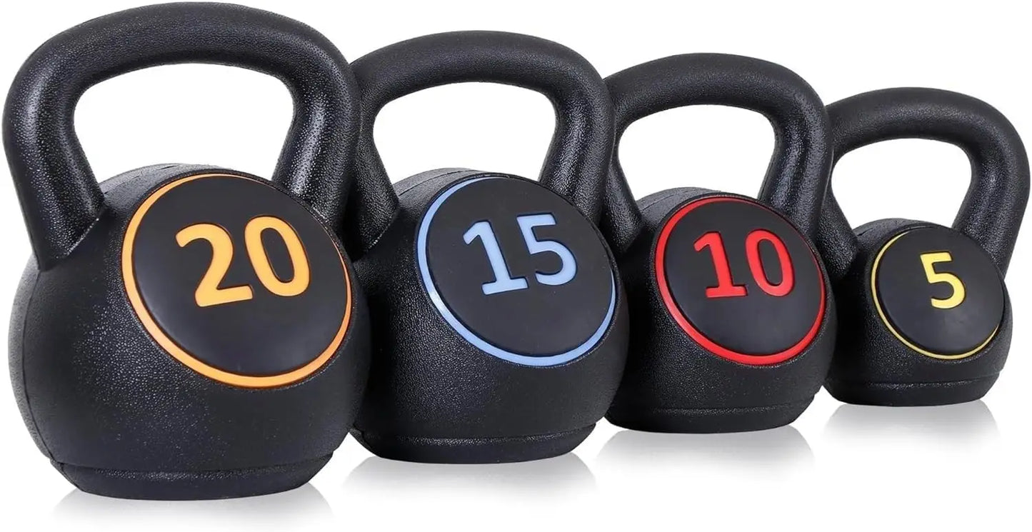 Kettlebell Sets, 4-Piece Kettlebells 5lb, 10lb, 15lb, 20 lb, Kettle Bell Weights for Dumbbel Weights Exercise, Strength Straingi