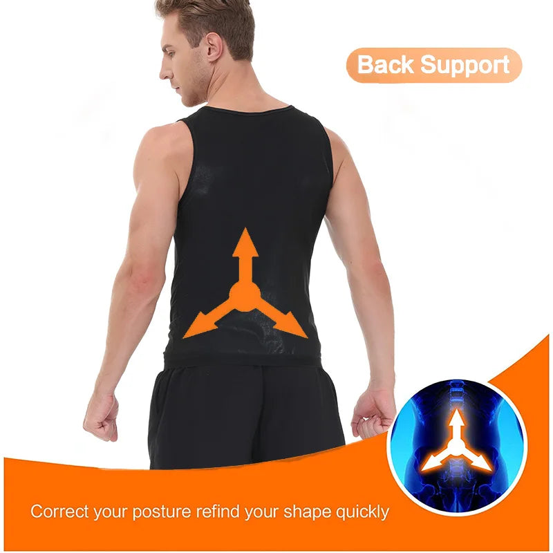 Sauna Shirt for Men Sweat Suit Short Sleeve Compression T-Shirt Weight Loss Body Shaper Shirts for Workout Sports