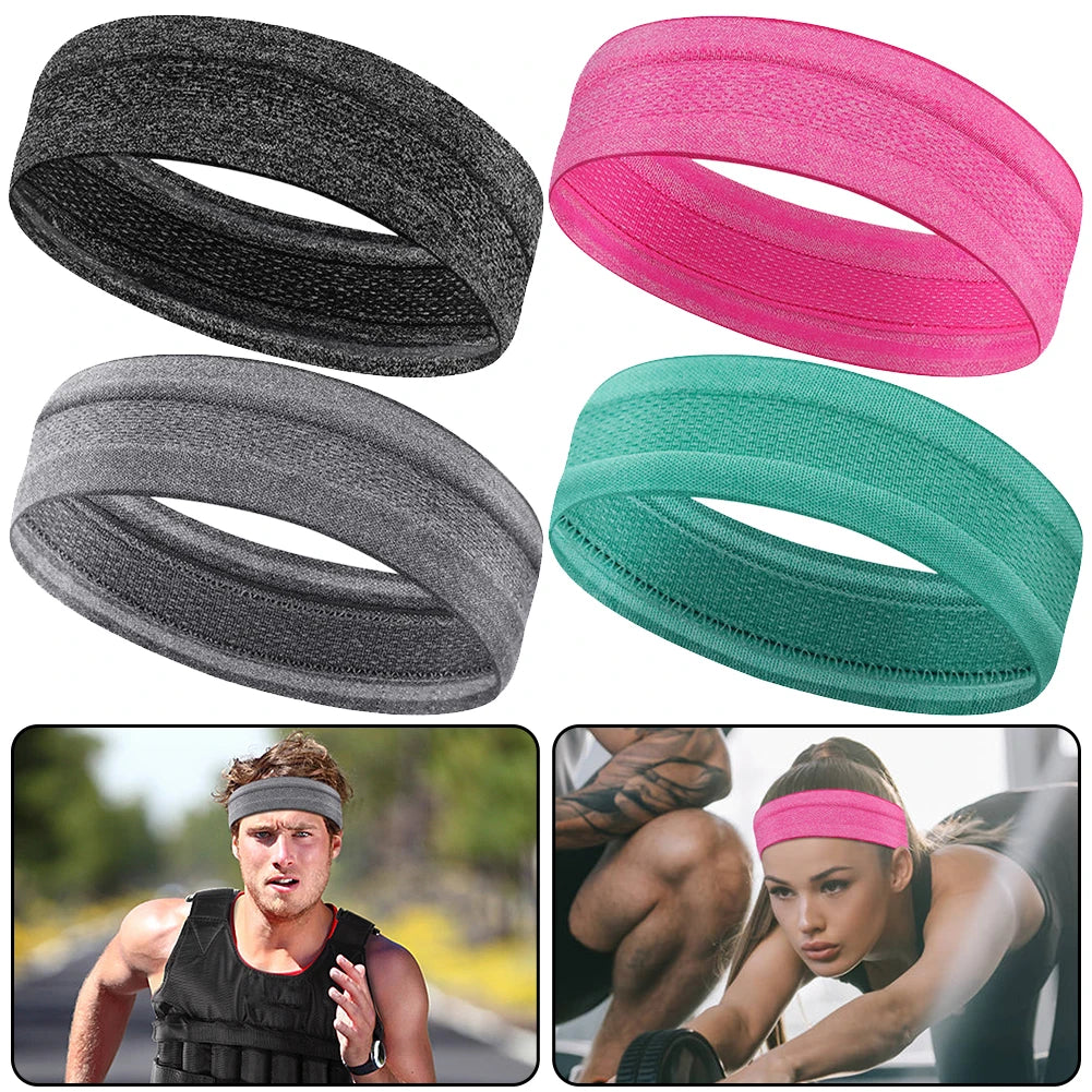 Sports Headband Elastic Hair Wrap Moisture Wicking Workout Sweat Bands Anti Slip Breathable for Yoga Tennis Basketball