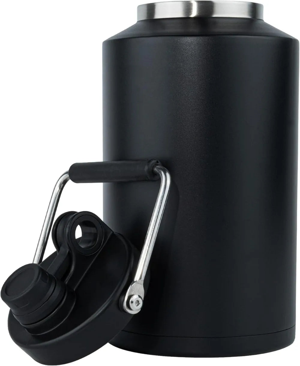 Insulated Jug with Handle, One Gallon, 128oz Stainless Steel, Large Double Vacuum Water Bottle for Hot & Cold Drinks