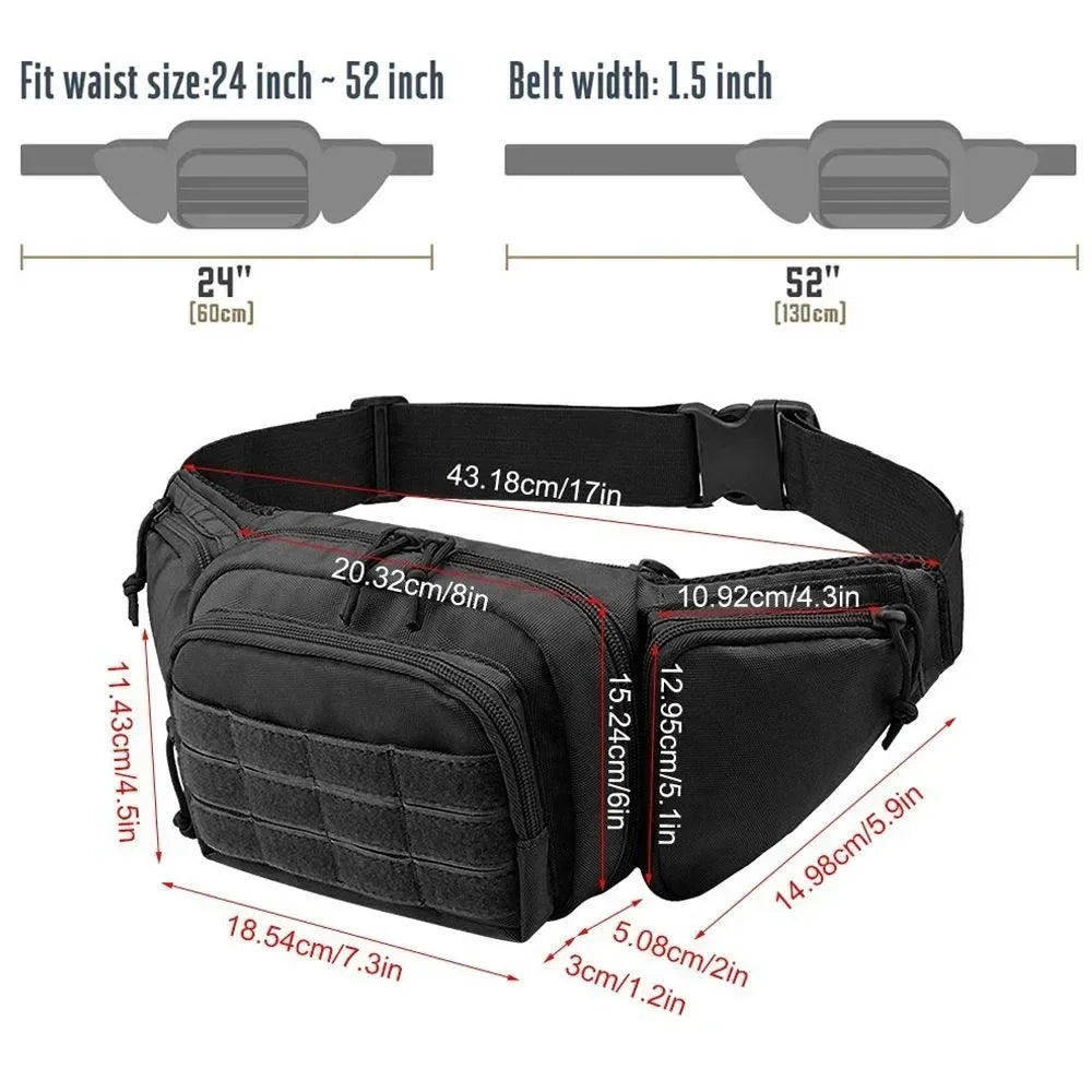 Men Nylon Shoulder Hiking Mobile Phone Bag Tactical Multi-function Waist Pack Fanny Packs Sports High-capacity Waist Bag