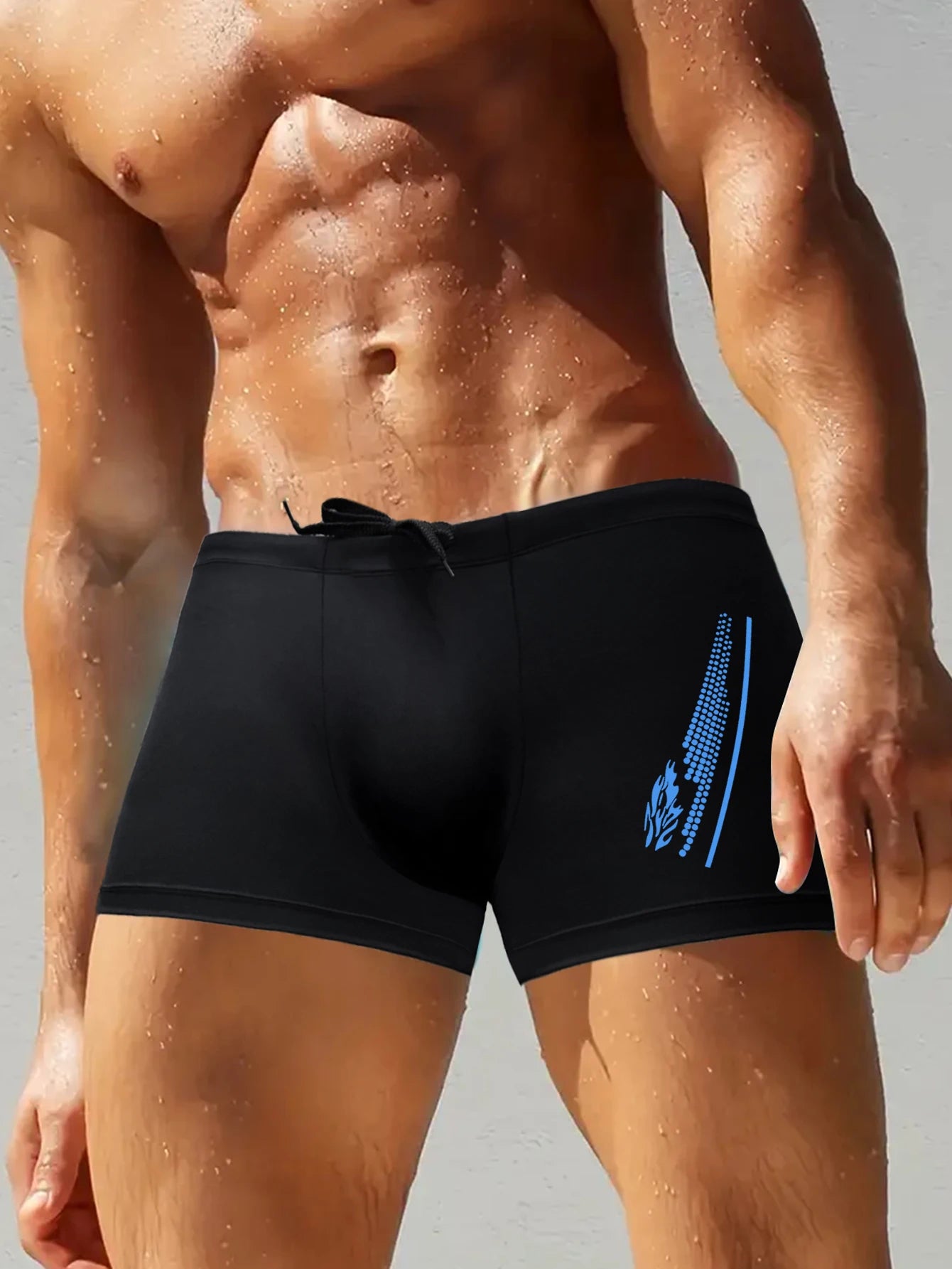 Swimming Trunks with Fashion Prints Men Quick Dry Beach Boxer Shorts with Drawstring Boy Swimwear Underpants