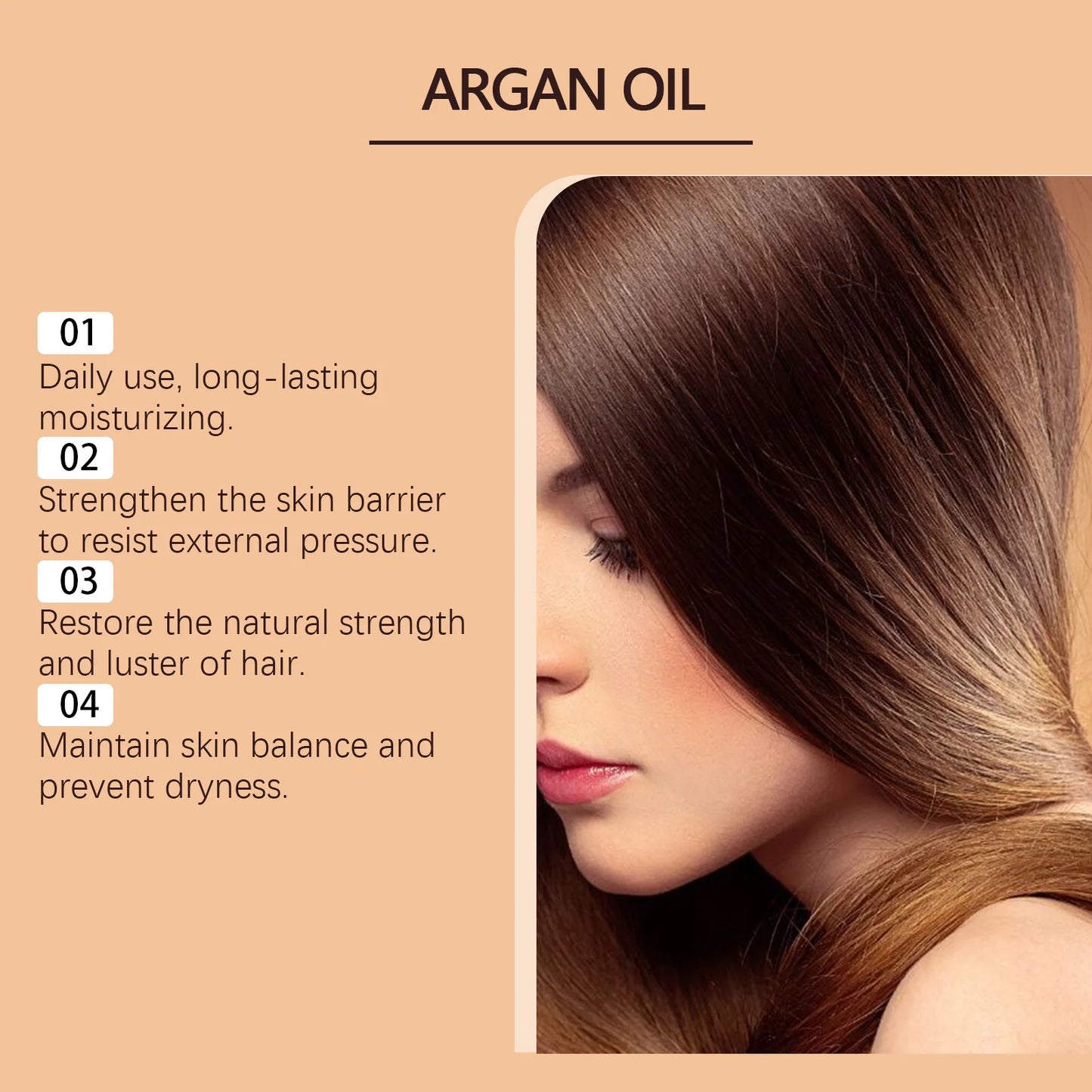 Argan Oil Daily Care Essential Oil Multipurpose Nourishing Skin Hair Repair Dryness Roughness Restore Luster Natural Essence Oil