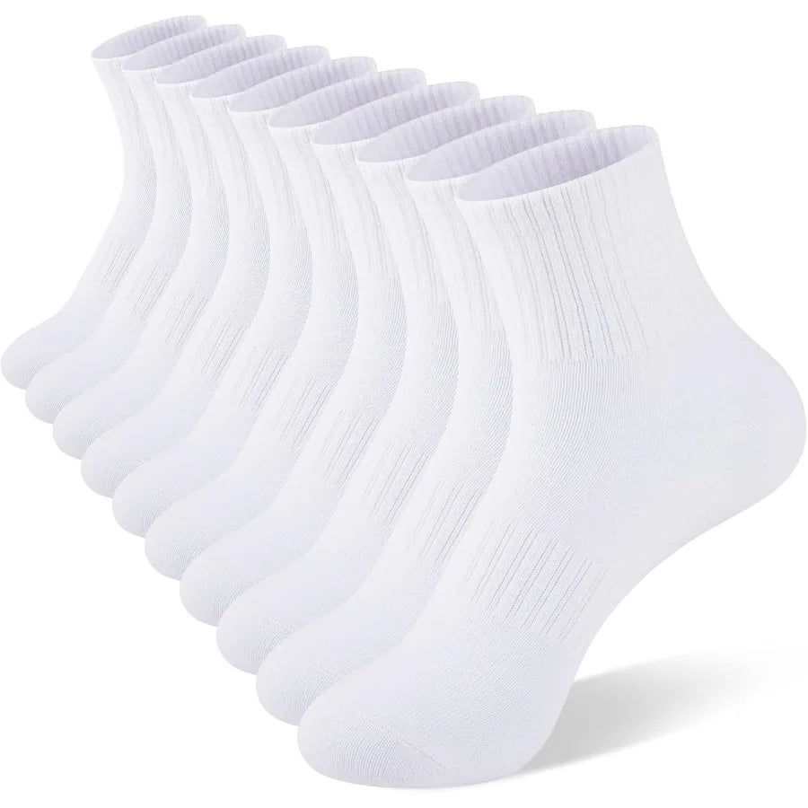 eallco Womens Ankle Socks Thin Cotton Crew Socks Athletic Quarter Above Ankle Gym Mini Crew 5 Pairs for Daily Wear Sports Train