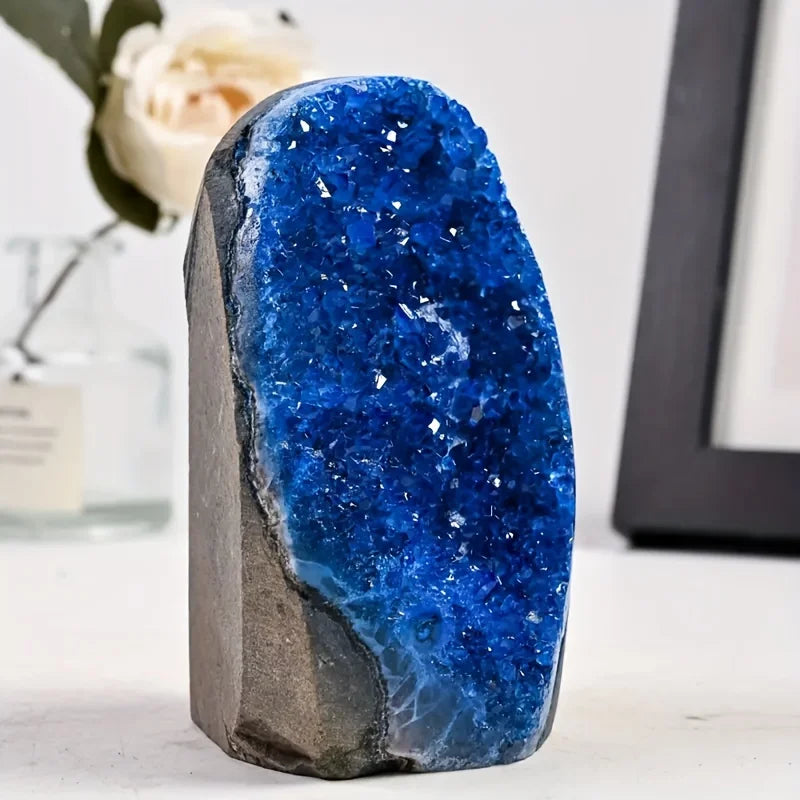 Stunning Blue Crystal Cut Base Cluster Quartz Specimens Crystal Healing Home Decoration Crystal Gift 1pc