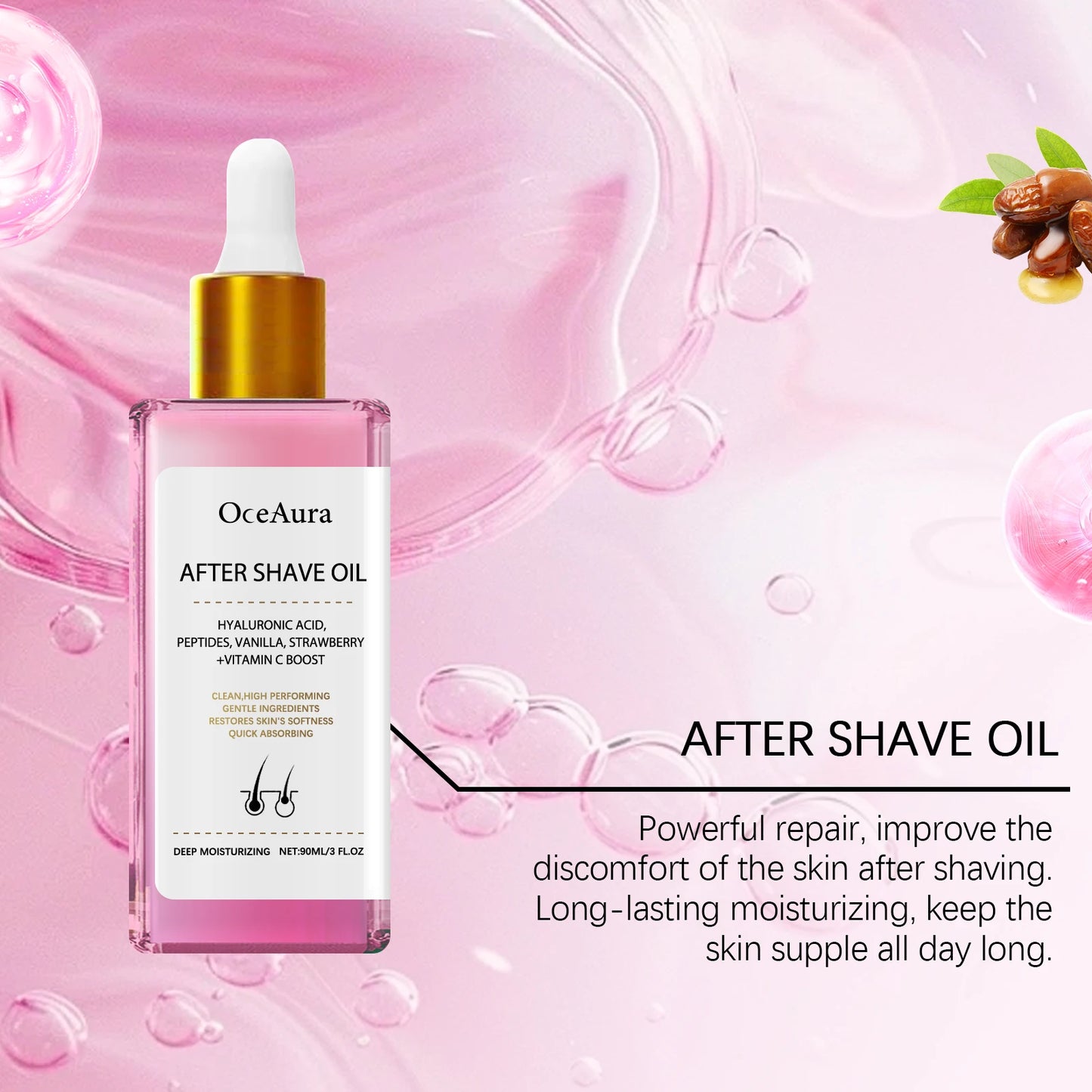 Strawberry After Shave Oil Lasting Moisturizing Enhance Skin Radiance Smoothing Relief Discomfort Soothing Skin Care Oil