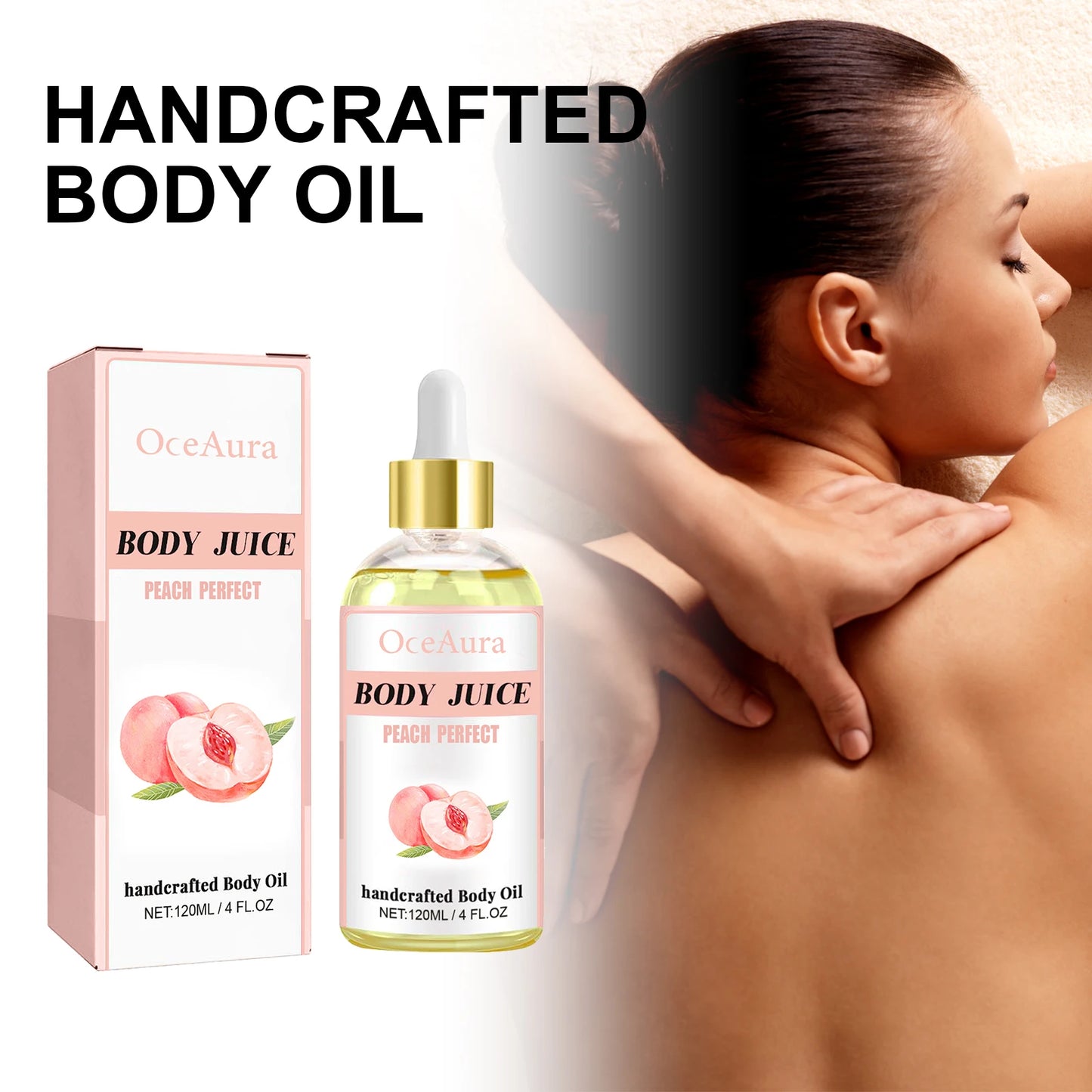Oceaura Peach Scent Body Oil Reduce Dryness Improve Roughness Massage Skin Firming Promote Skin Texture Fruit Body Care Oil