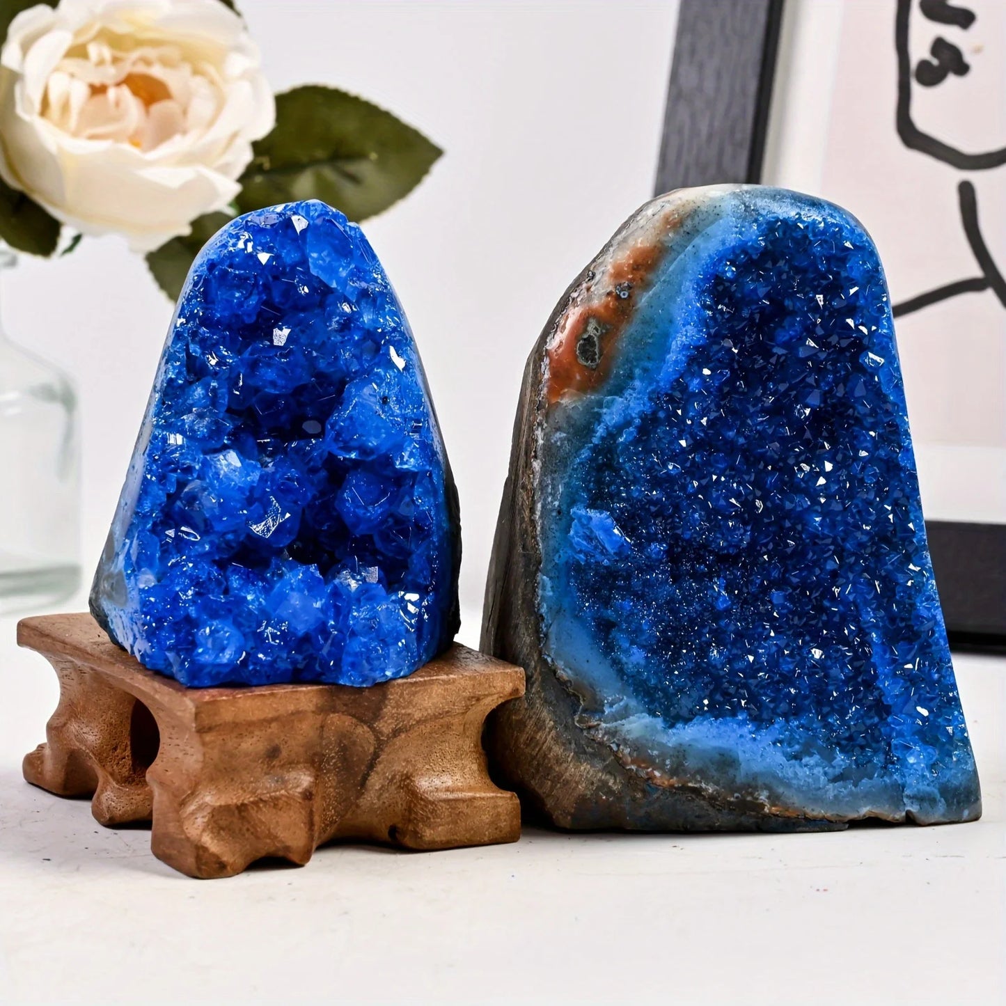 Stunning Blue Crystal Cut Base Cluster Quartz Specimens Crystal Healing Home Decoration Crystal Gift 1pc