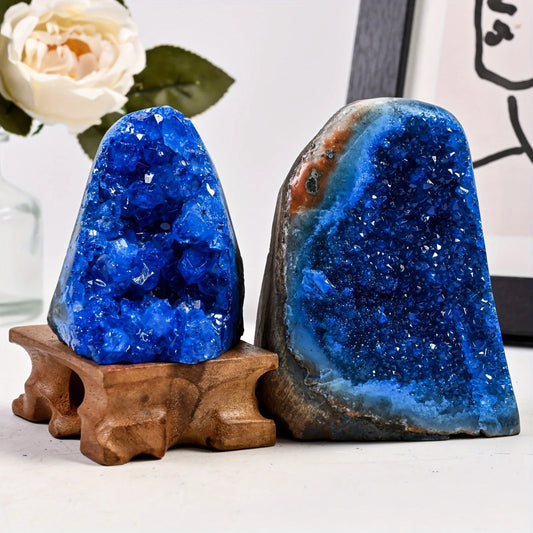 Stunning Blue Crystal Cut Base Cluster Quartz Specimens Crystal Healing Home Decoration Crystal Gift 1pc