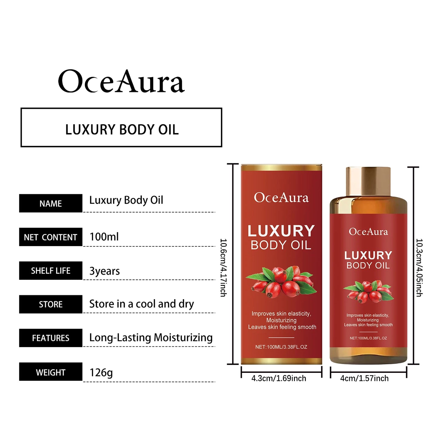 100ml Rosehip Magic Luxury Body Oil Firming Anti Sagging Tightening Smooth Skin Massage Rejuvenation Body Glowing Oil