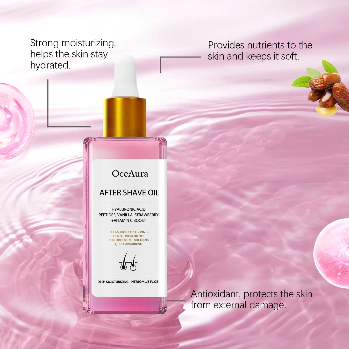 Strawberry After Shave Oil Lasting Moisturizing Enhance Skin Radiance Smoothing Relief Discomfort Soothing Skin Care Oil