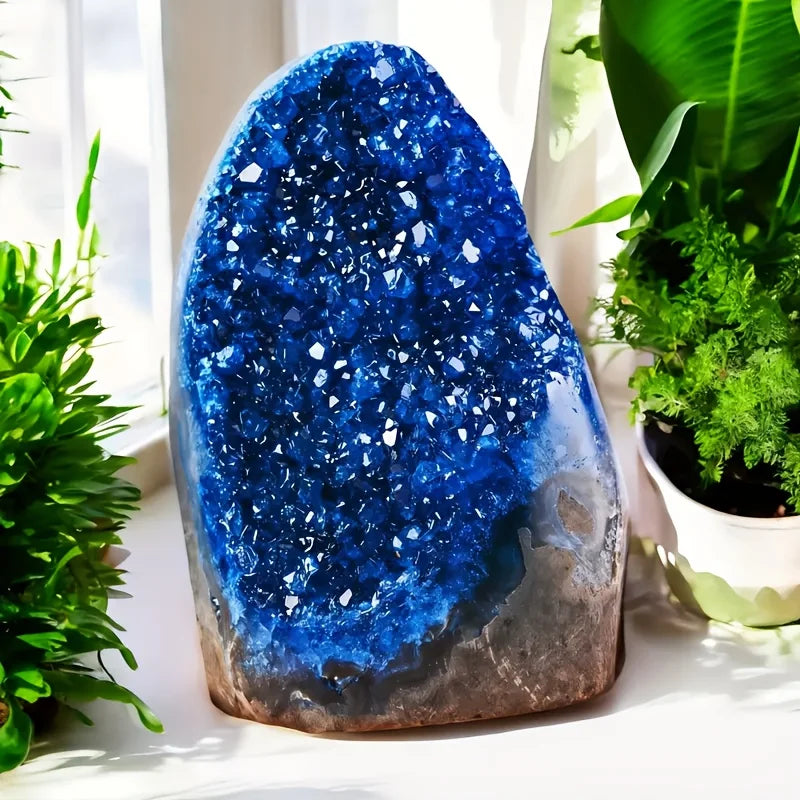 Stunning Blue Crystal Cut Base Cluster Quartz Specimens Crystal Healing Home Decoration Crystal Gift 1pc