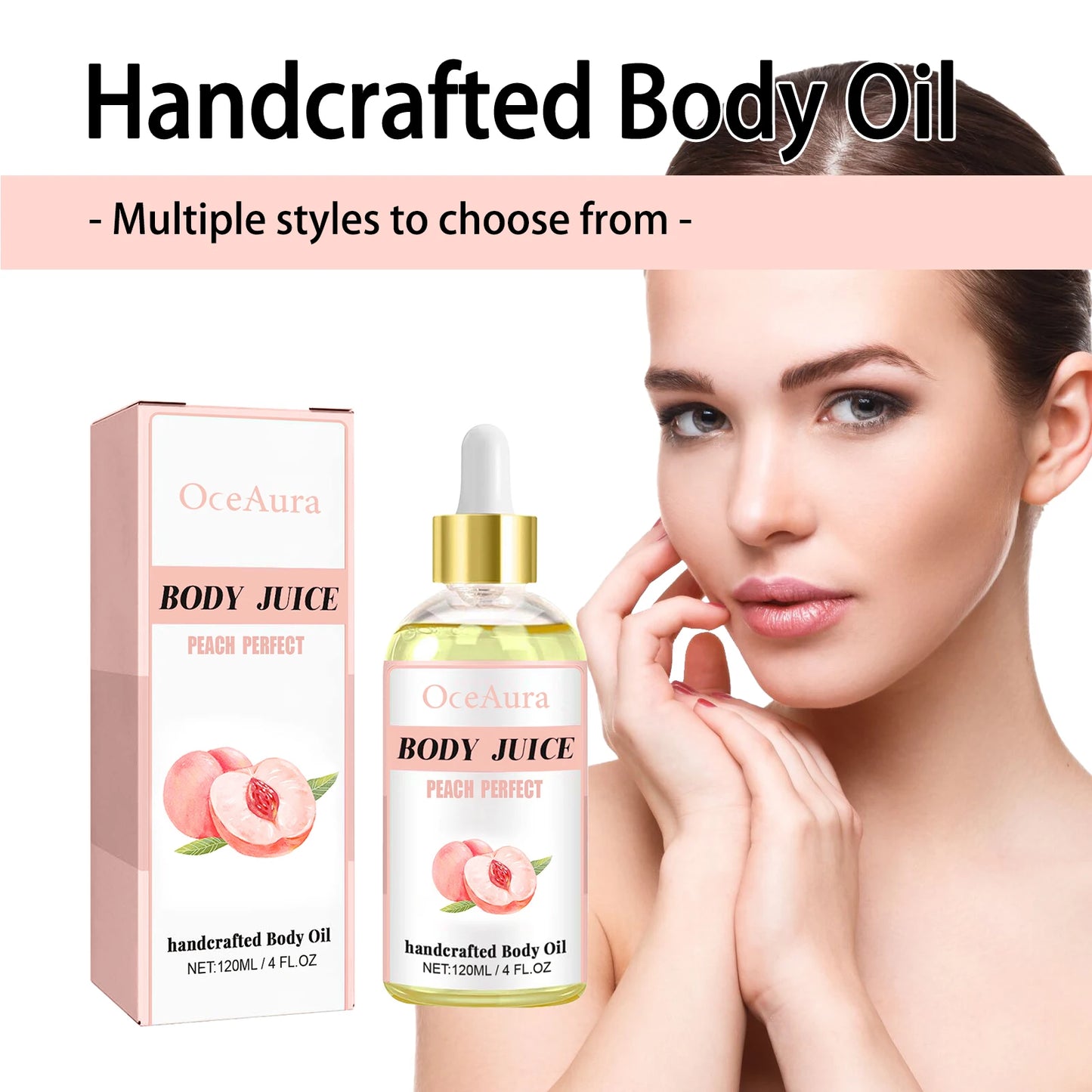 Oceaura Peach Scent Body Oil Reduce Dryness Improve Roughness Massage Skin Firming Promote Skin Texture Fruit Body Care Oil